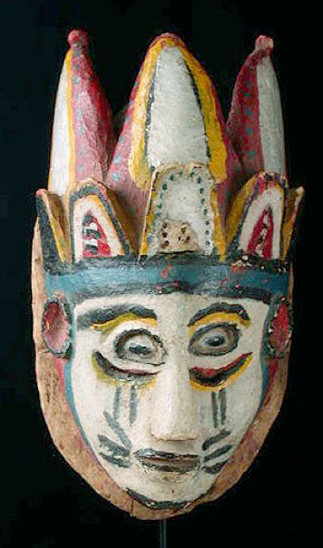Colorful Igala mask which is a symbol of the link between the Igala living and their ancestors.